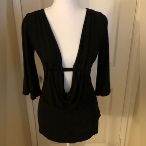 Black Top Size X-Small adjustable front 3/4 length sleeve brand shine New York